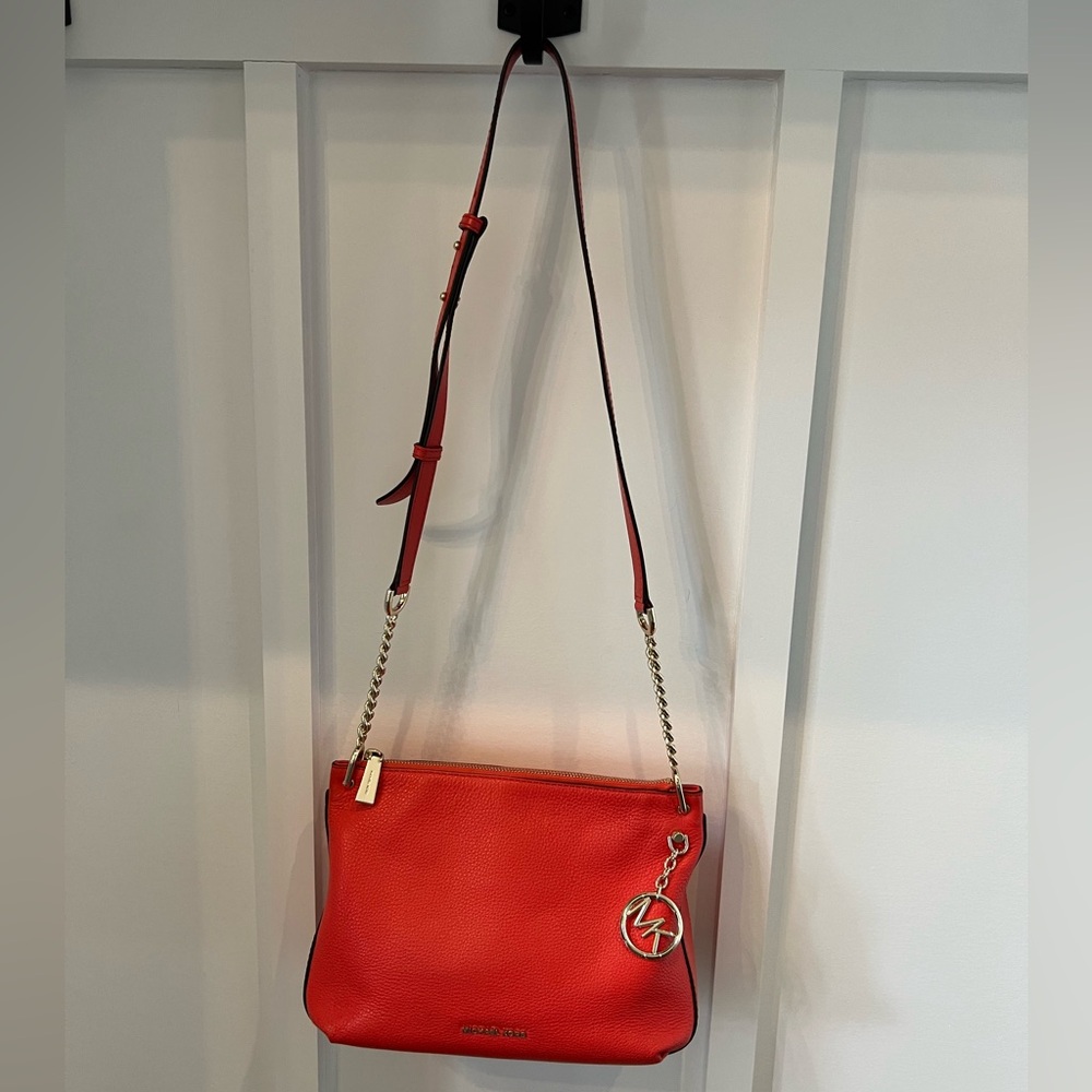 Micheal Kors Red Leather Adjustable Shoulder Bag